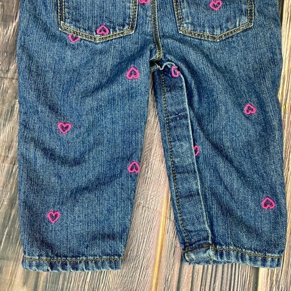 Darling Oshkosh Blue Jean Overalls With Pink Hearts- Size 9 Months - Picture 8 of 11